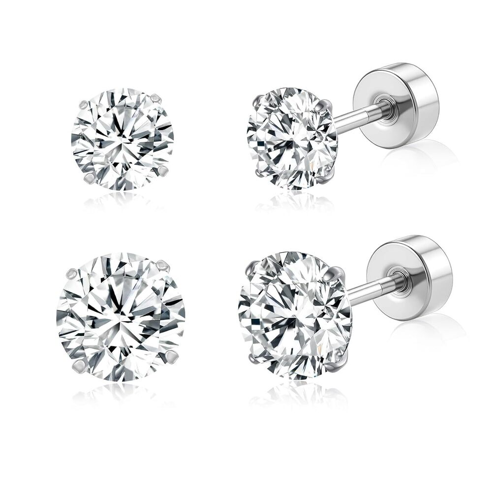 20G G23 Implant Grade Titanium Flat Back Stud Earrings for Women Men
